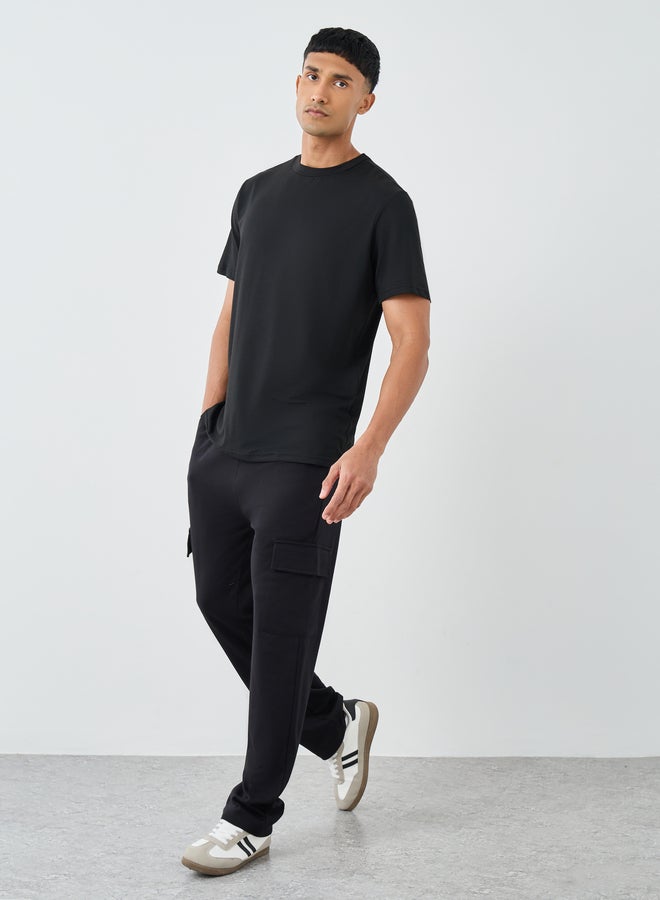 Styli Men Black Straight Fit Cargo Patch Pocket Joggers - Image 2