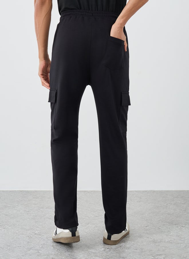Styli Men Black Straight Fit Cargo Patch Pocket Joggers - Image 4