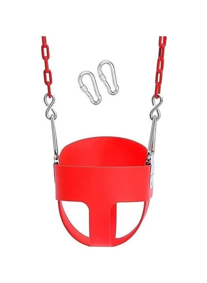 البدر ارجوحة تثبيت على الحائط من البدر مع مقعد مرجوحة جدارية للاطفال للاماكن الخارجية، مقعد شديد التحمل مع قاعدة حديدية، سلسلة مغطاة بالبلاستيك وخطافات، ارجوحة اطفال جدارية مع كرسي بيبي - Image 4