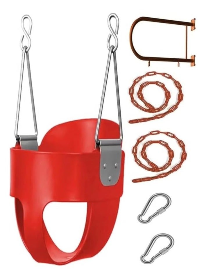 البدر ارجوحة تثبيت على الحائط من البدر مع مقعد مرجوحة جدارية للاطفال للاماكن الخارجية، مقعد شديد التحمل مع قاعدة حديدية، سلسلة مغطاة بالبلاستيك وخطافات، ارجوحة اطفال جدارية مع كرسي بيبي - Image 3