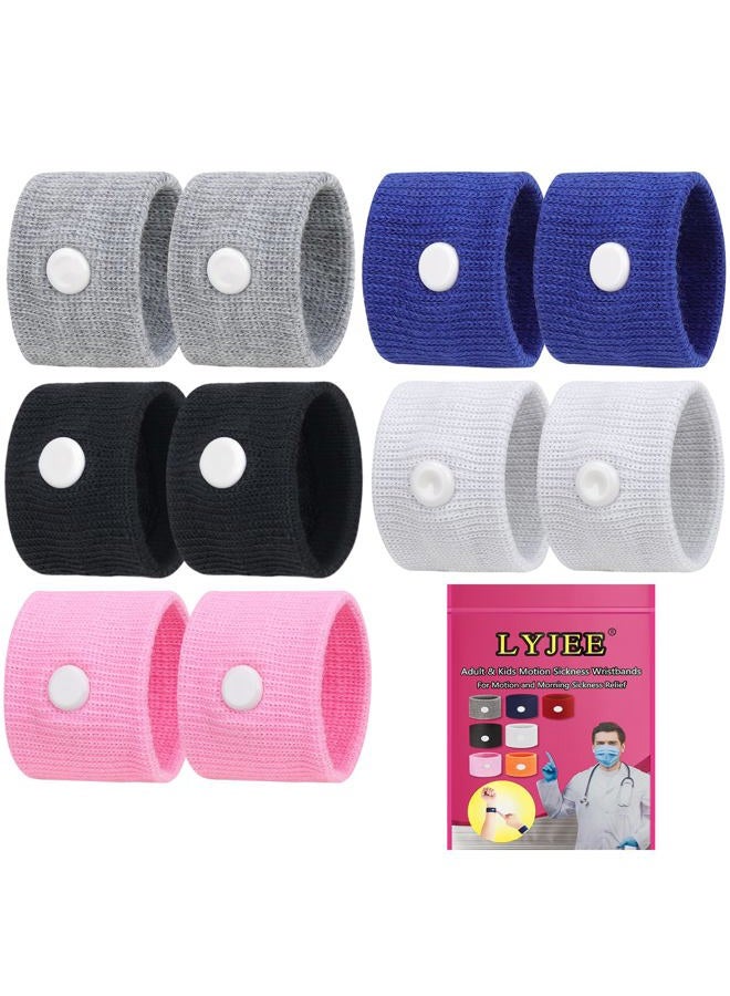 LYJEE 5 Pairs Motion Sickness Bands, Nausea Wristbands for Car Sickness, Relief Wristbans for Mornig Sea Flying Travel  - Image 1