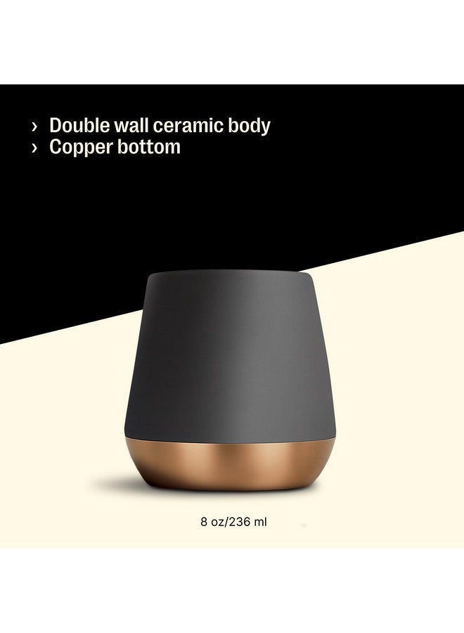 FELLOW فنجان قهوة سيراميك مزدوج الجدار من فيلو جوي - أنيق ومتطور، أسود غير لامع، كوب واحد سعة 8 أونصات - Image 3
