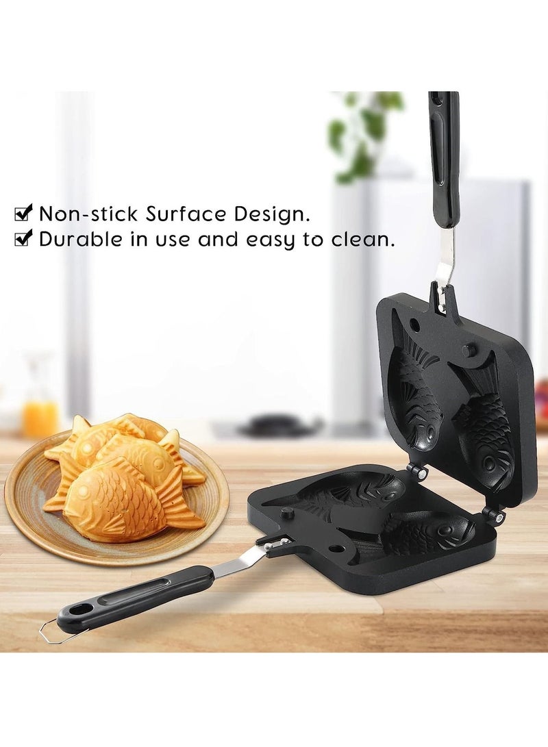 KASTWAVE قالب كعكة على شكل سمكة صينية وافل صانعة كعك قالب بان كيك مزدوج مع مقبض تصميم على شكل سمكة اصنعه بنفسك للخبز - Image 2