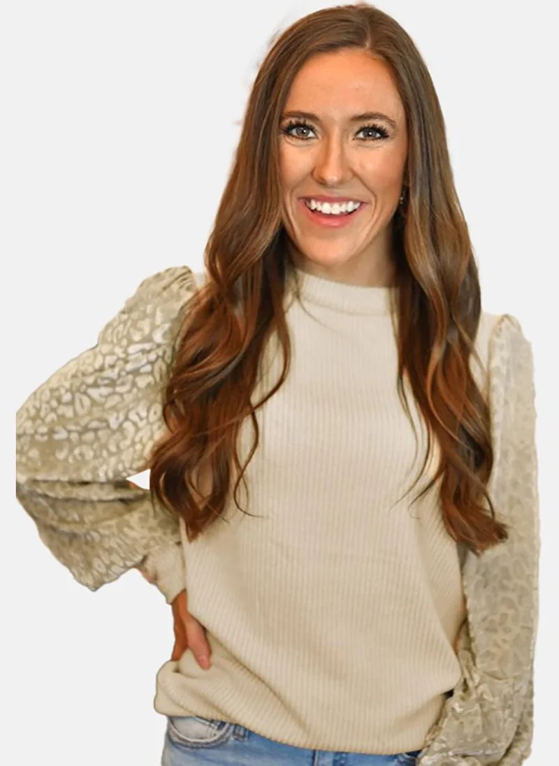 يونيكي Rose Gold Solid Long Sleeve Round Neck Tunics