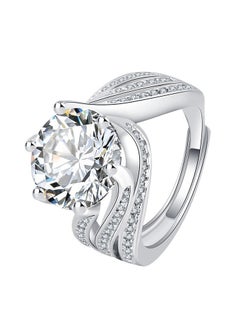 Generic Moissanite Engagement Ring,  White Gold Platinized Promise Wedding Rings, ajustable size Engagement ring for women，Gift for Valentine's Day  - Image 1