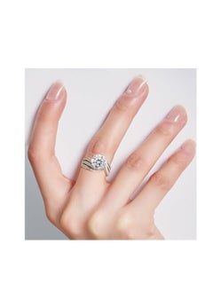 Generic Moissanite Engagement Ring,  White Gold Platinized Promise Wedding Rings, ajustable size Engagement ring for women，Gift for Valentine's Day  - Image 3