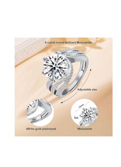 Generic Moissanite Engagement Ring,  White Gold Platinized Promise Wedding Rings, ajustable size Engagement ring for women，Gift for Valentine's Day  - Image 5