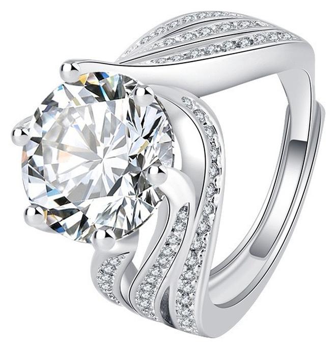 Moissanite Engagement Ring,  White Gold Platinized Promise Wedding Rings, ajustable size Engagement ring for women，Gift for Valentine's Day - Image 1