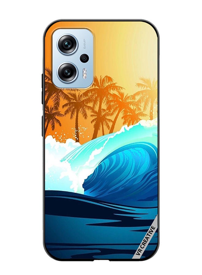 VR CREATIVE Protective Case Cover For Xiaomi Poco X4 GT Tropical Surfing Wave At Sunrise With Palm Tree Design Multicolour - Image 1