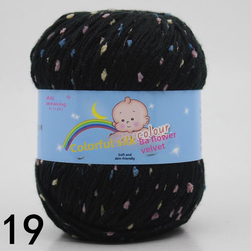 Multicolor Chunky Hand-Knit Yarn for DIY Sweaters 19 black color dot A 