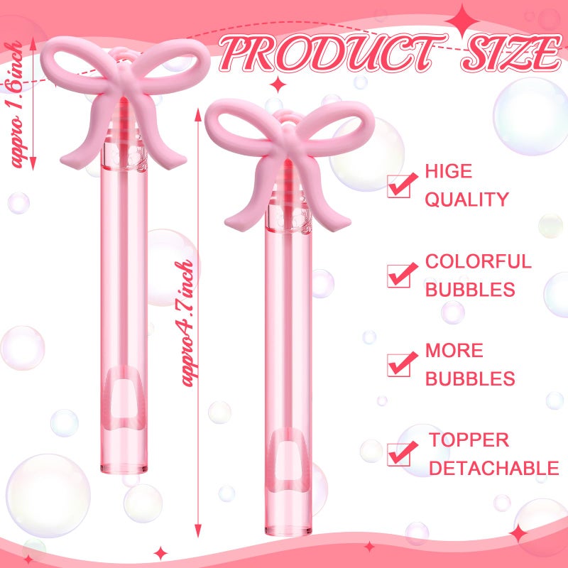 JellyArch 24 Pcs Pink Bow Party Favors Mini Bubble Wands for Kids with Detachable Topper Retro Rodeo Classroom Prizes for Bachelorette Birthday Gift Goody Bag Stuffer Party Supplies - Image 2