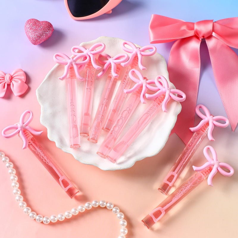 JellyArch 24 Pcs Pink Bow Party Favors Mini Bubble Wands for Kids with Detachable Topper Retro Rodeo Classroom Prizes for Bachelorette Birthday Gift Goody Bag Stuffer Party Supplies - Image 3