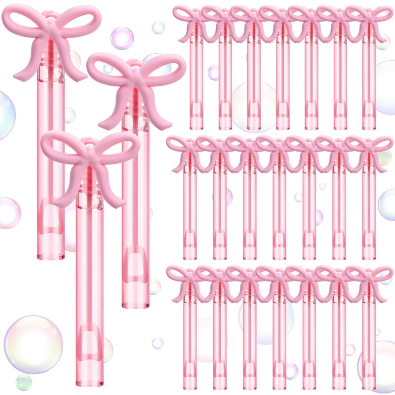 JellyArch 24 Pcs Pink Bow Party Favors Mini Bubble Wands for Kids with Detachable Topper Retro Rodeo Classroom Prizes for Bachelorette Birthday Gift Goody Bag Stuffer Party Supplies - Image 1