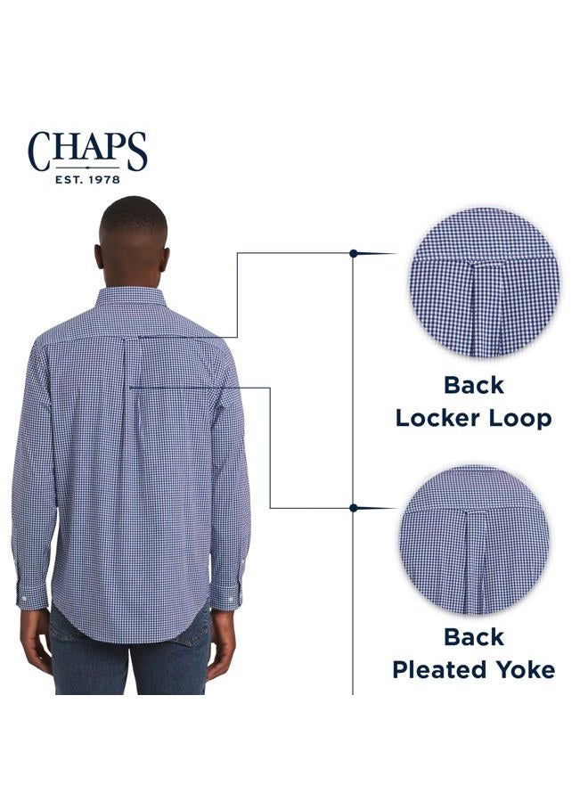 Chaps Men's Classic Fit Long Sleeve Button Down Stretch Poplin Casual Shirt, Royal Blue, M - Image 5