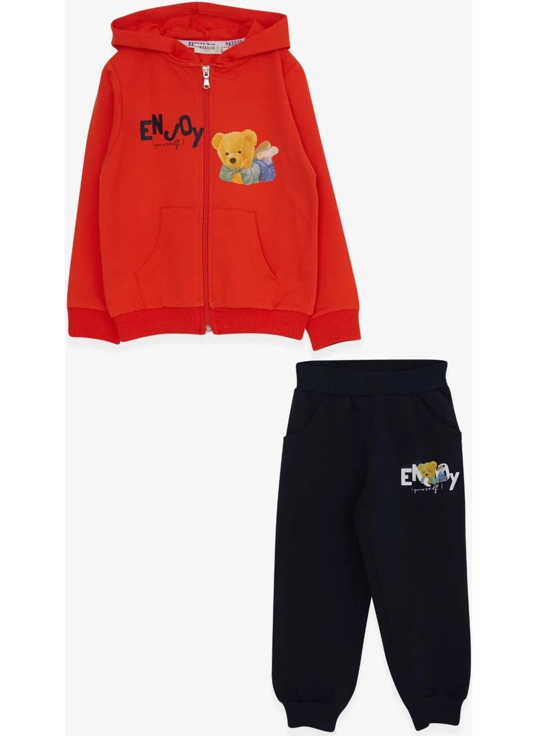 Breeze Boy's Tracksuit Set, Teddy Bear Printed, Age 1.5-5, Orange