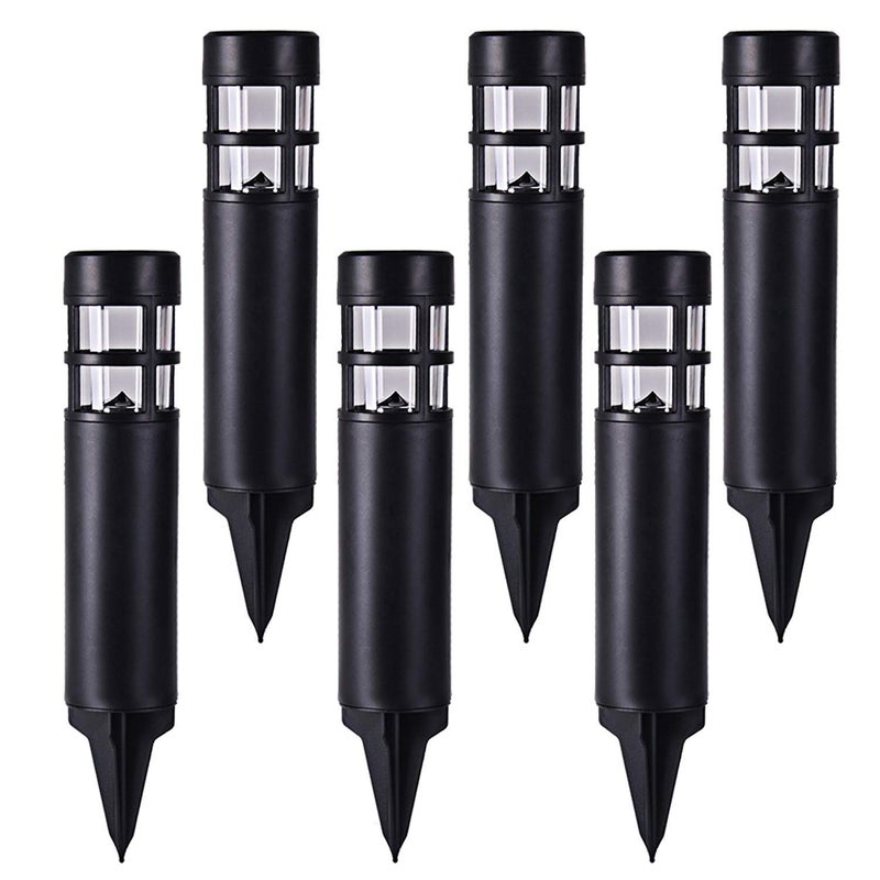 SUNWIND Solar Garden Lights Outdoor LED Bollard Solar Powered Path Lighting for Patio Pathway Backyard Lawn Landscaping (Black-6 Pack) - Image 1
