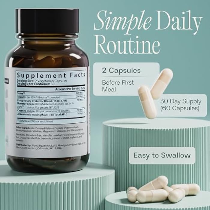 BIOMA GLP-1 Booster - Natural Appetite Control Supplement with Clinically Proven Probiotics, Prebiotics & Postbiotics - Support Weight Management & Satiety, (60 Capsules - 30 Day Supply) - Image 4