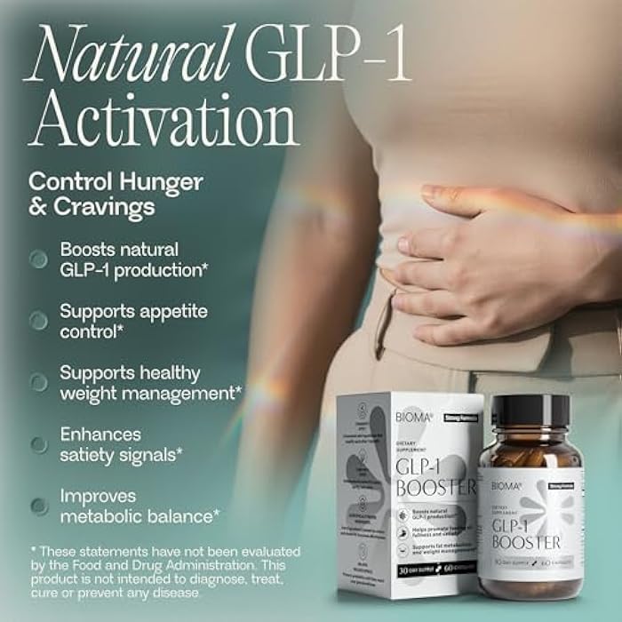 BIOMA GLP-1 Booster - Natural Appetite Control Supplement with Clinically Proven Probiotics, Prebiotics & Postbiotics - Support Weight Management & Satiety, (60 Capsules - 30 Day Supply) - Image 2