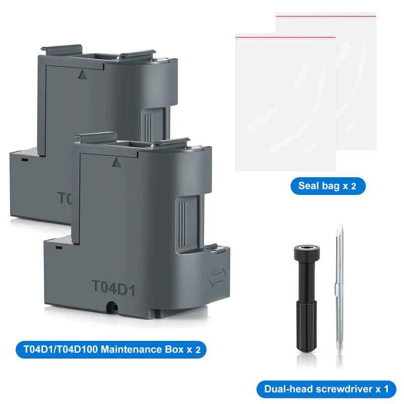 Poschink T04D1 T04D100 Ink Maintenance Box for ET-15000 ET-3750 ET-3760 WF-2860 ET-4760 ET-3850 ET-4850 XP-5100 ET-3710 ET-5150 ET-3830 ET-M1000 ST-3000 ET-M2170 Etc. Printers, 2 Packs - Image 4