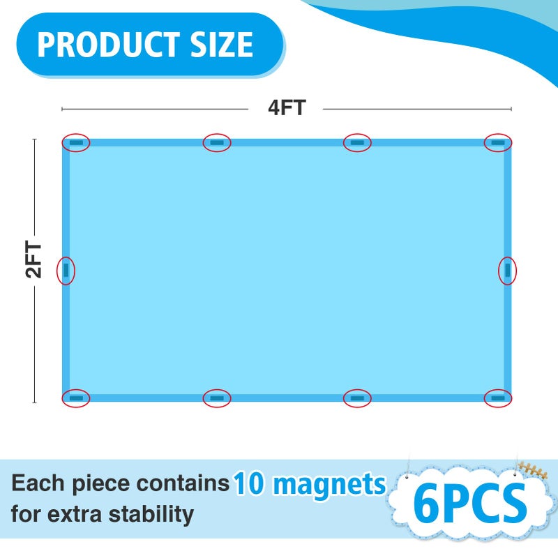 Biubee Fluorescent Light Covers with 10 Strong Magnets- 6 Pack Fluorescent Light Filters for Classroom Hospital Office to Eliminate Harsh Glare Reduce Headache, Flame Retardant Fabric, 4 x 2 FT, Blue Sky - Image 3