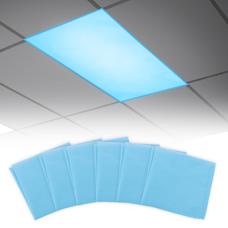 Biubee Fluorescent Light Covers with 10 Strong Magnets- 6 Pack Fluorescent Light Filters for Classroom Hospital Office to Eliminate Harsh Glare Reduce Headache, Flame Retardant Fabric, 4 x 2 FT, Blue Sky - Image 1