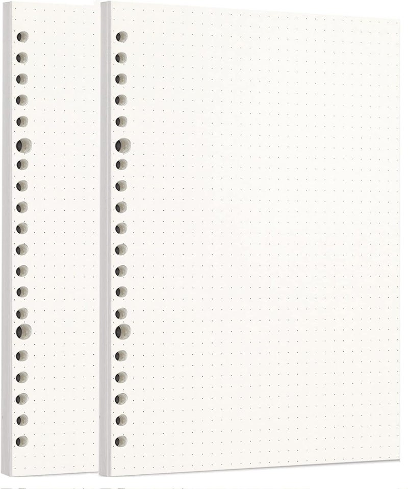 Zelten Loose Leaf Punched Paper Refills Paper for Personal Organizer Diary Notebook Refillable Planner (Dotted, A5/20 Hole) - Image 1