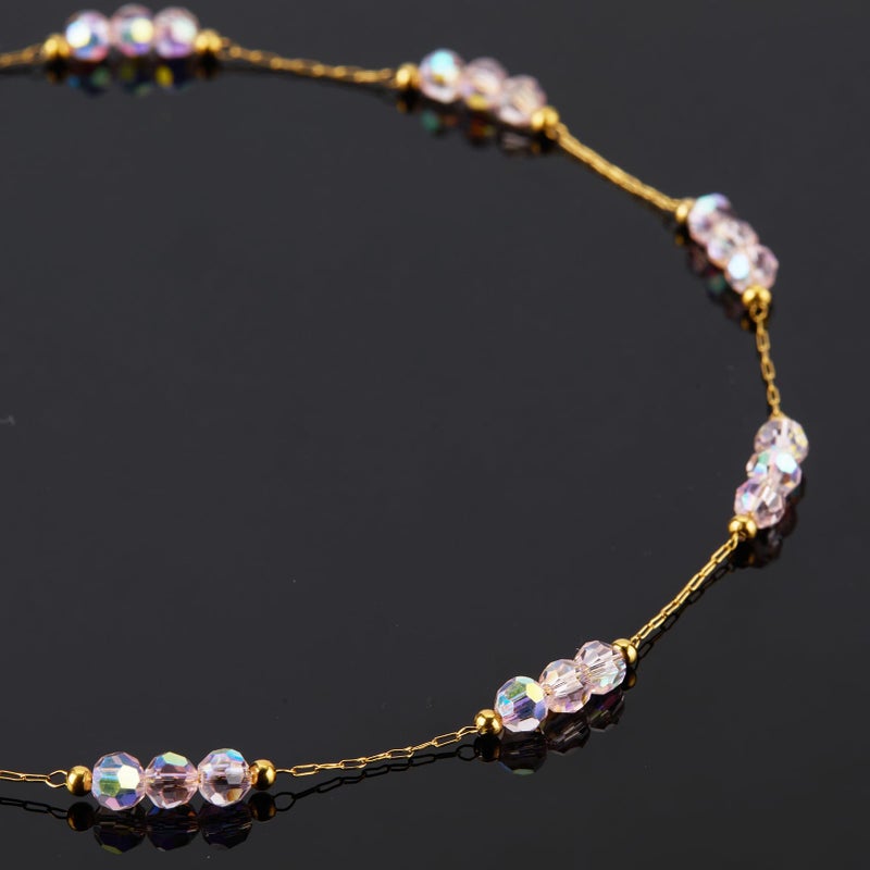 UMAOKANG 4 Meters Gold Plated Stainless Steel Chains for Jewelry Making Pink Crystal Jewelry Making Chain Roll - Image 4