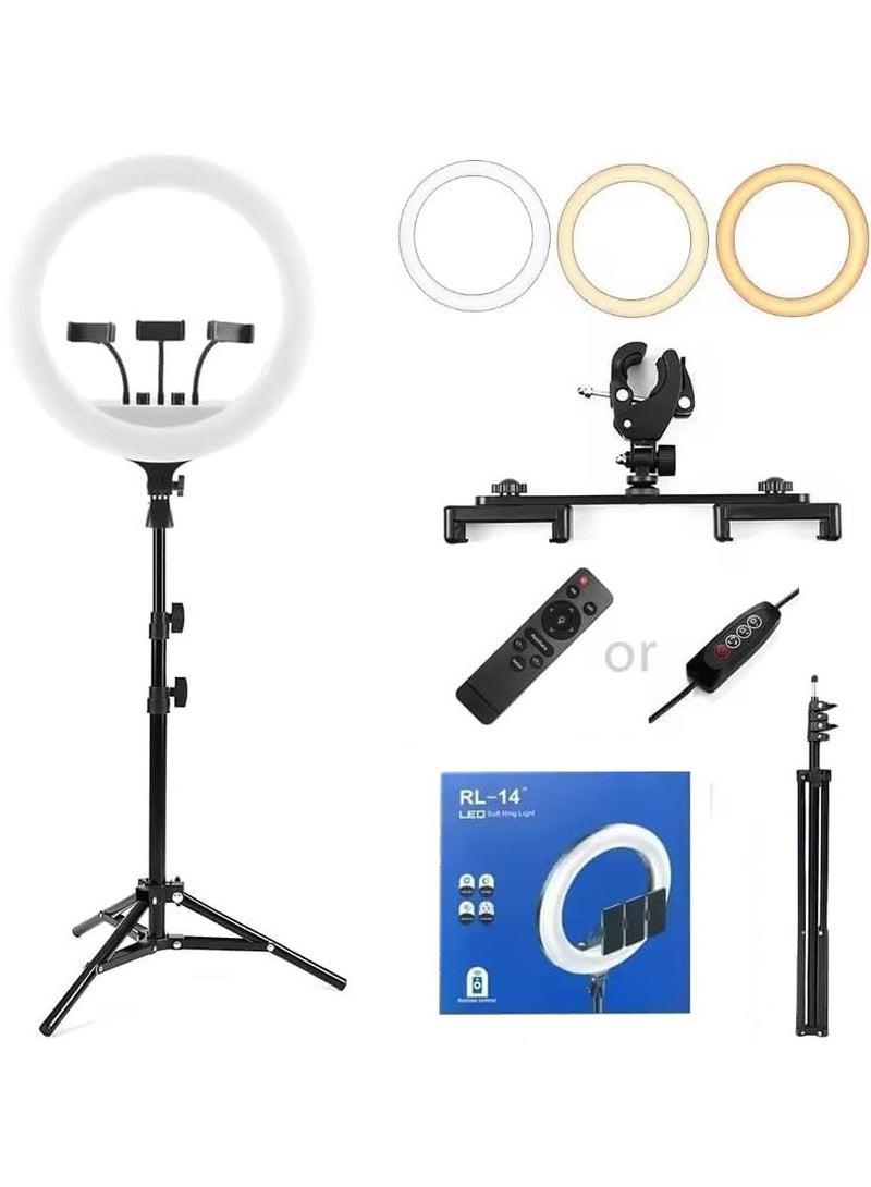 BlueFire RL-14 14-Inch Professional LED Ring Light with Tripod Stand & 3 Phone Holders | 280 LEDs, Adjustable Brightness & Color Temperature (2700K-6500K) | for YouTube, TikTok, Live Streaming, Photography, and Video Calls - Image 1