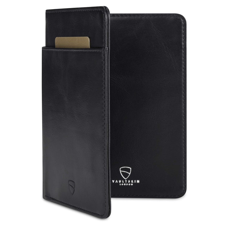 Vaultskin Leather Passport Holder Slim RFID Blocking Travel Wallet for Men and Women Fits Passport Credit Cards ID Cash Passport Cover Ideal Travel Accessories with Gift Box Black Kensington - Image 2