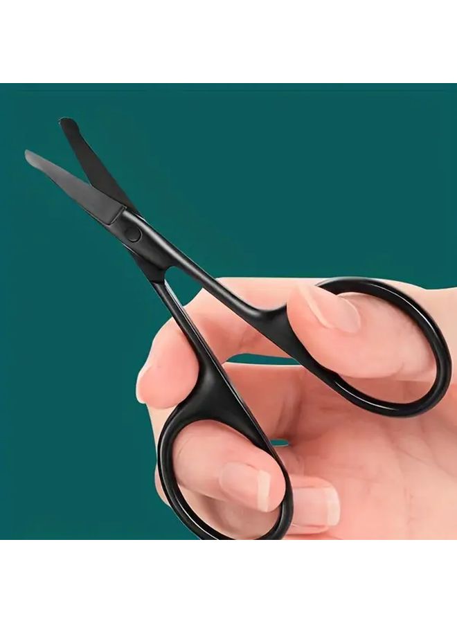 Black Nose Ear And Eyebrow Trimmer With Curved Safety Design Fine Cutting Scissors - Image 3