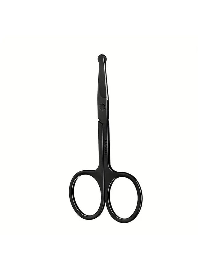 Black Nose Ear And Eyebrow Trimmer With Curved Safety Design Fine Cutting Scissors - Image 2