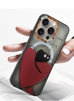 Techie Aesthetic Love Cat Frosted MagSafe Case with Raised Camera Lens Protector for Apple iPhone 15 Pro  - Image 3
