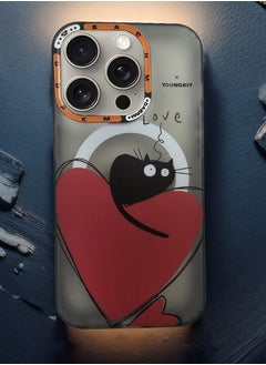 Techie Aesthetic Love Cat Frosted MagSafe Case with Raised Camera Lens Protector for Apple iPhone 15 Pro  - Image 5