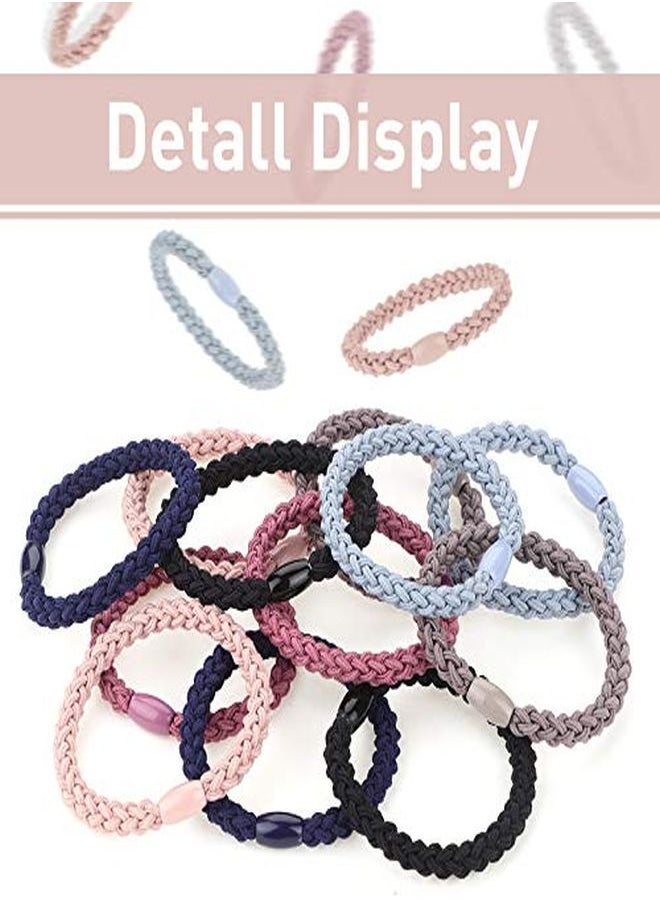 Chuangdi 12 Pieces Cotton Hair Ties Braided Hair Bands Elastic Hair Ties Ropes Braided Ponytail Holders Hair Accessories For Women Girls Thick Heavy And Curly Hair (Mixed Colors)  - Image 4