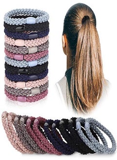 Chuangdi 12 Pieces Cotton Hair Ties Braided Hair Bands Elastic Hair Ties Ropes Braided Ponytail Holders Hair Accessories For Women Girls Thick Heavy And Curly Hair (Mixed Colors)  - Image 1
