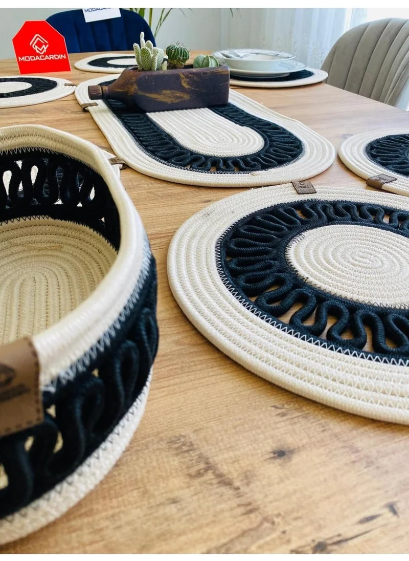 BDZ Deri BDZ Leather Jute Wicker Decorative Service Plate Set of 5
