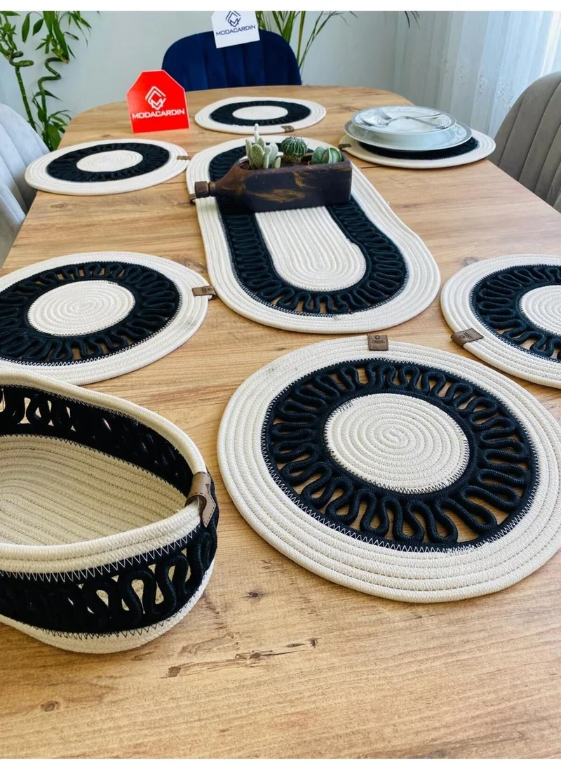 BDZ Deri BDZ Leather Jute Wicker Decorative Service Plate Set of 5