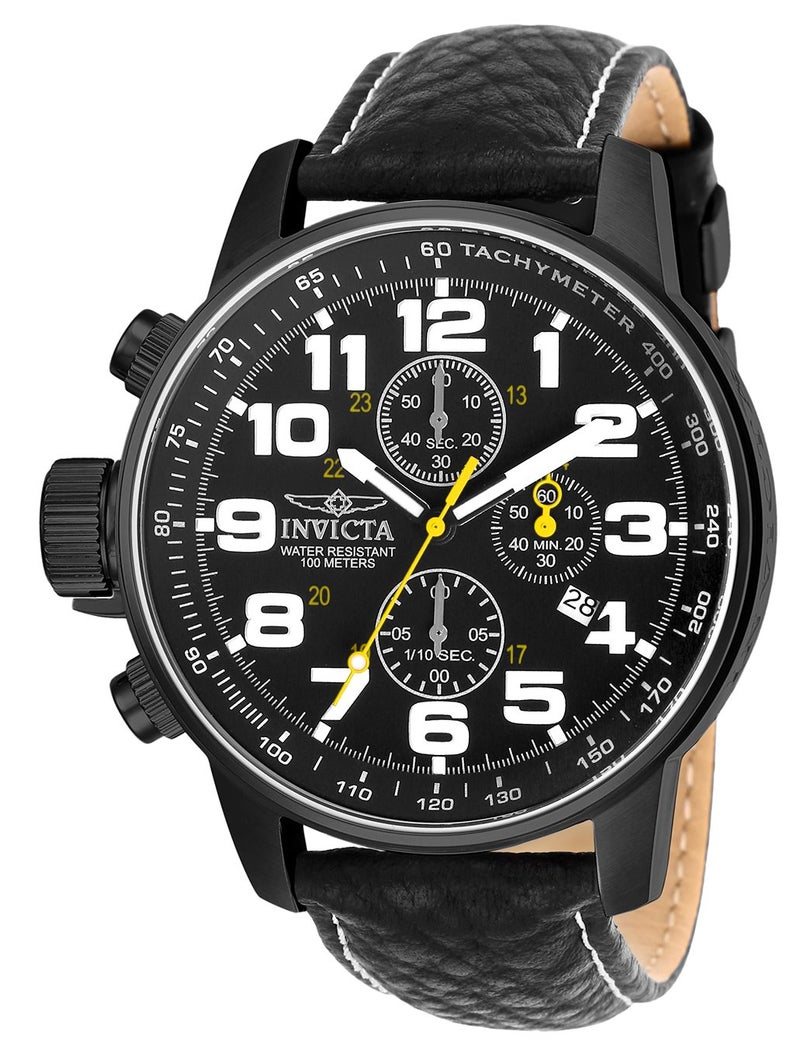 Invicta Men's I-Force Left Handed Quartz Watch with Leather Strap, Black (Model: 3332) - Image 2