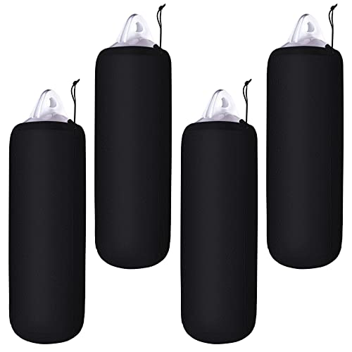 Woanger 4 Packs Boat Fender Cover 8 x 20 Fleece Marine Bumper Covers for Center Rope Tube Style Fenders Boat Fender Not Included Black - Image 1