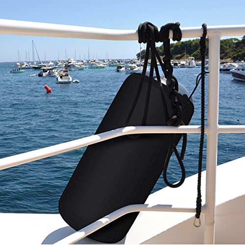Woanger 4 Packs Boat Fender Cover 8 x 20 Fleece Marine Bumper Covers for Center Rope Tube Style Fenders Boat Fender Not Included Black - Image 3