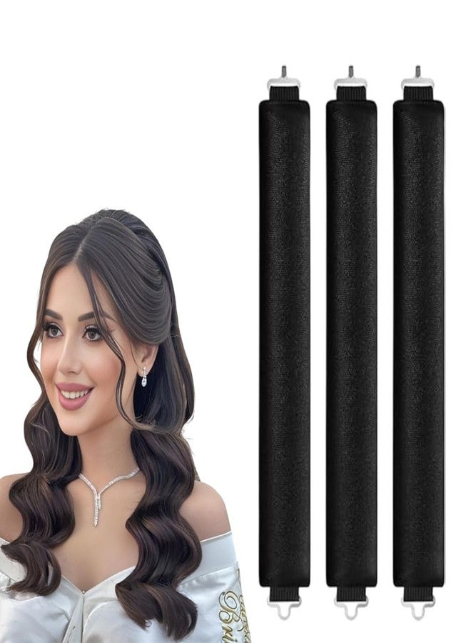 BLUSHIA Overnight Curls Heatless Hair Curler No Heat Satin Curling Rods Foam Sponge Hair Rollers for Short Long Hair to Sleep in Hair Care Styling Tools - Black (Pack of 3) - Image 1