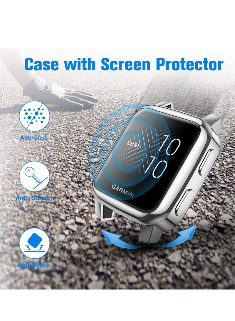 3 Packs 3 Color Screen Protector Case Compatible with Garmin Venu Sq 2, Sq 2 Music, Venu Sq, Venu Sq Music, Full Coverage Soft TPU Case Protective Screen Cover Bumper Frame - Image 4