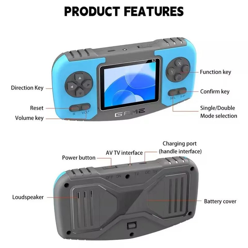 New World S2 Portable Handheld Game Player 2.4'' Screen Video Retro Game Console Handheld Video Game Set for Kids Retro Game Box with TV Game Support (Random Colour) - Image 3