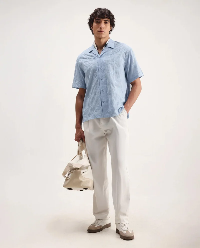 Rare Rabbit Men's Embroidered Boxy Fit Shirt