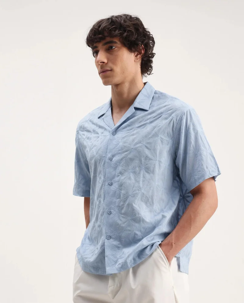 Rare Rabbit Men's Embroidered Boxy Fit Shirt