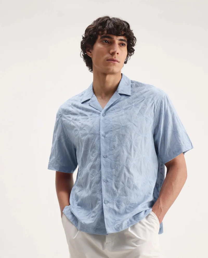 Rare Rabbit Men's Embroidered Boxy Fit Shirt