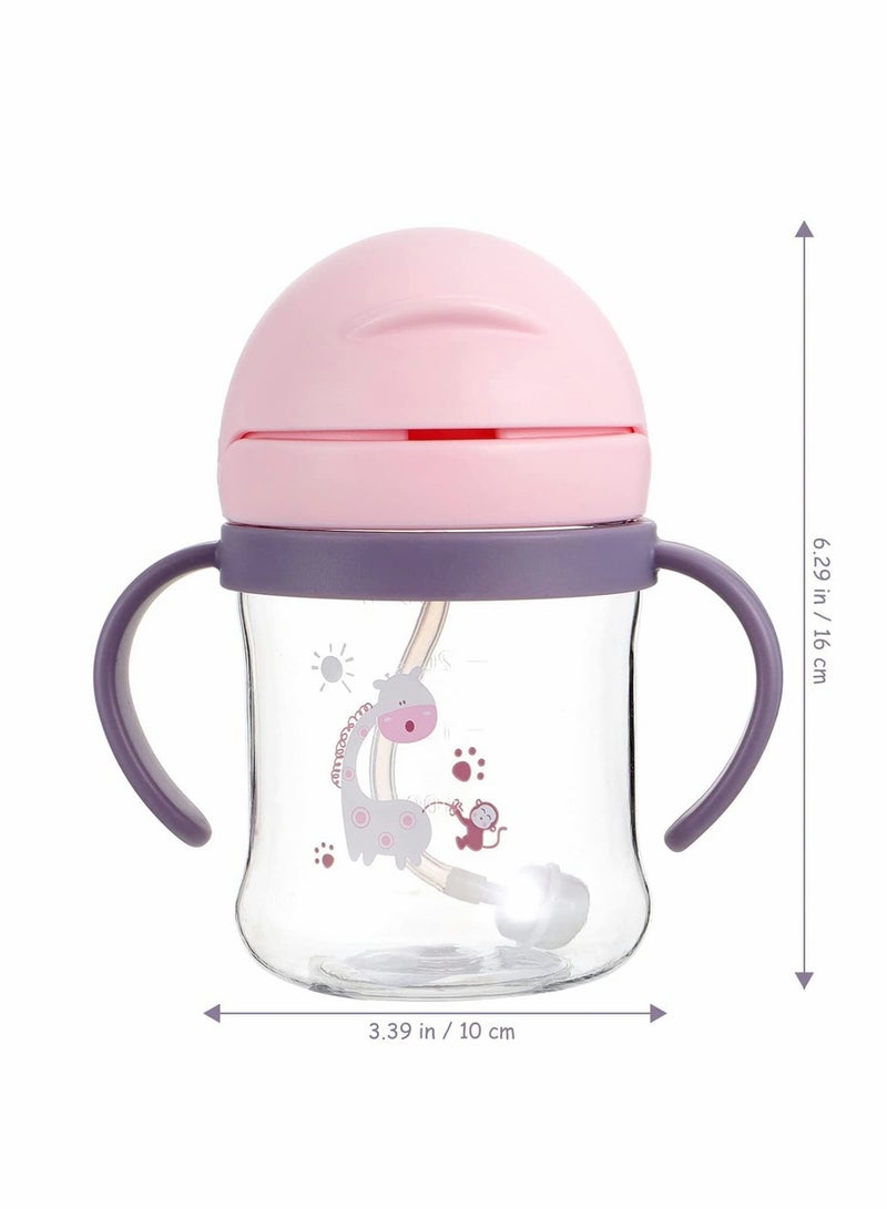 Toddler Sippy Cups 250ML, 360° Leak-Proof Weighted Straw with Handle, Soft Spout Learner Cup, Anti-Choking Design, Drop-Resistant Water Bottle (Pink) - Image 5