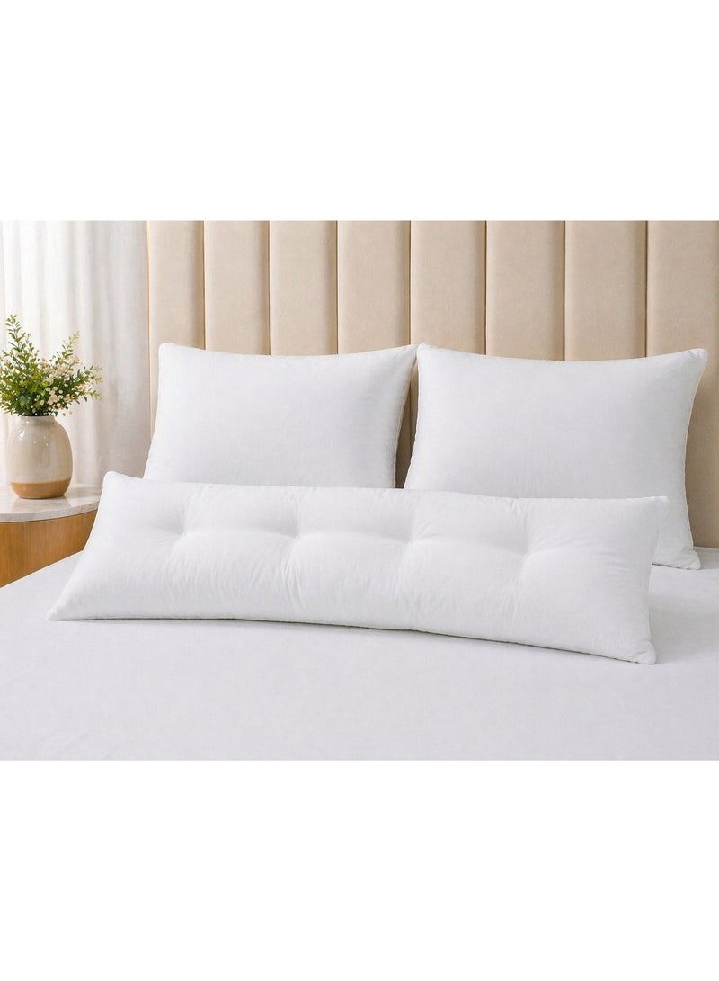 LIFESTYLE Set of 1 high quality Microfiber Long Pillow 120cm+2 Premium Microfiber Hotel Pillow 50x70 cm - Image 1