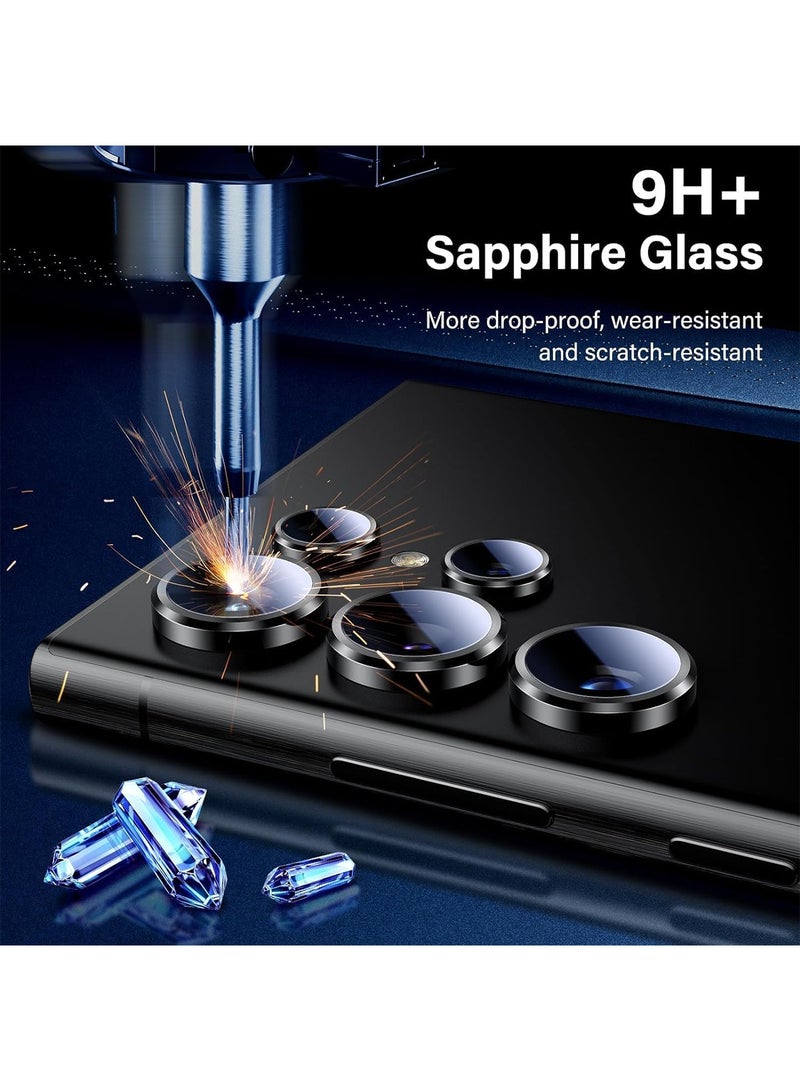 Aookay for Samsung Galaxy S25 Ultra Camera Lens Protector, [Not Easy to Break] [Strong Adsorption] Optical Grade Tempered Glass+Metal Individual Ring Scratch-Resistance Camera Screen Cover (Black) - Image 3