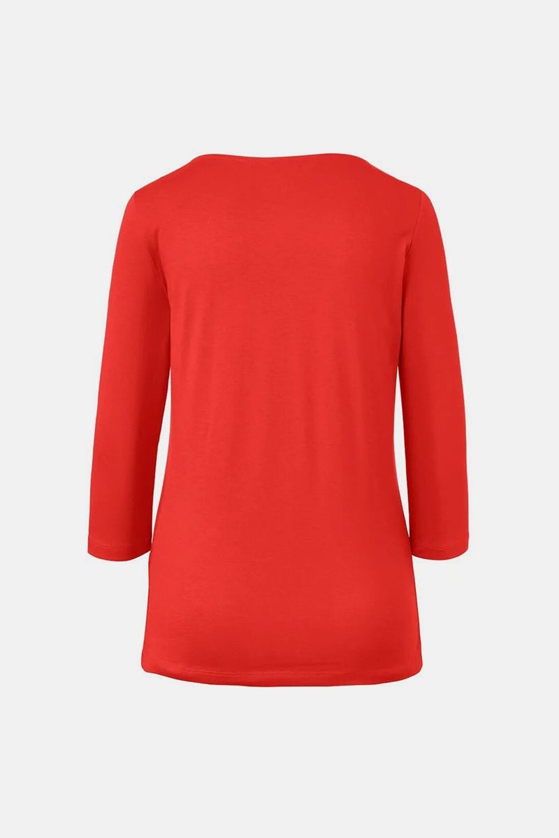 Tchibo Women Boat Neck Long Sleeves Plain Top, Dark Orange  - Image 3